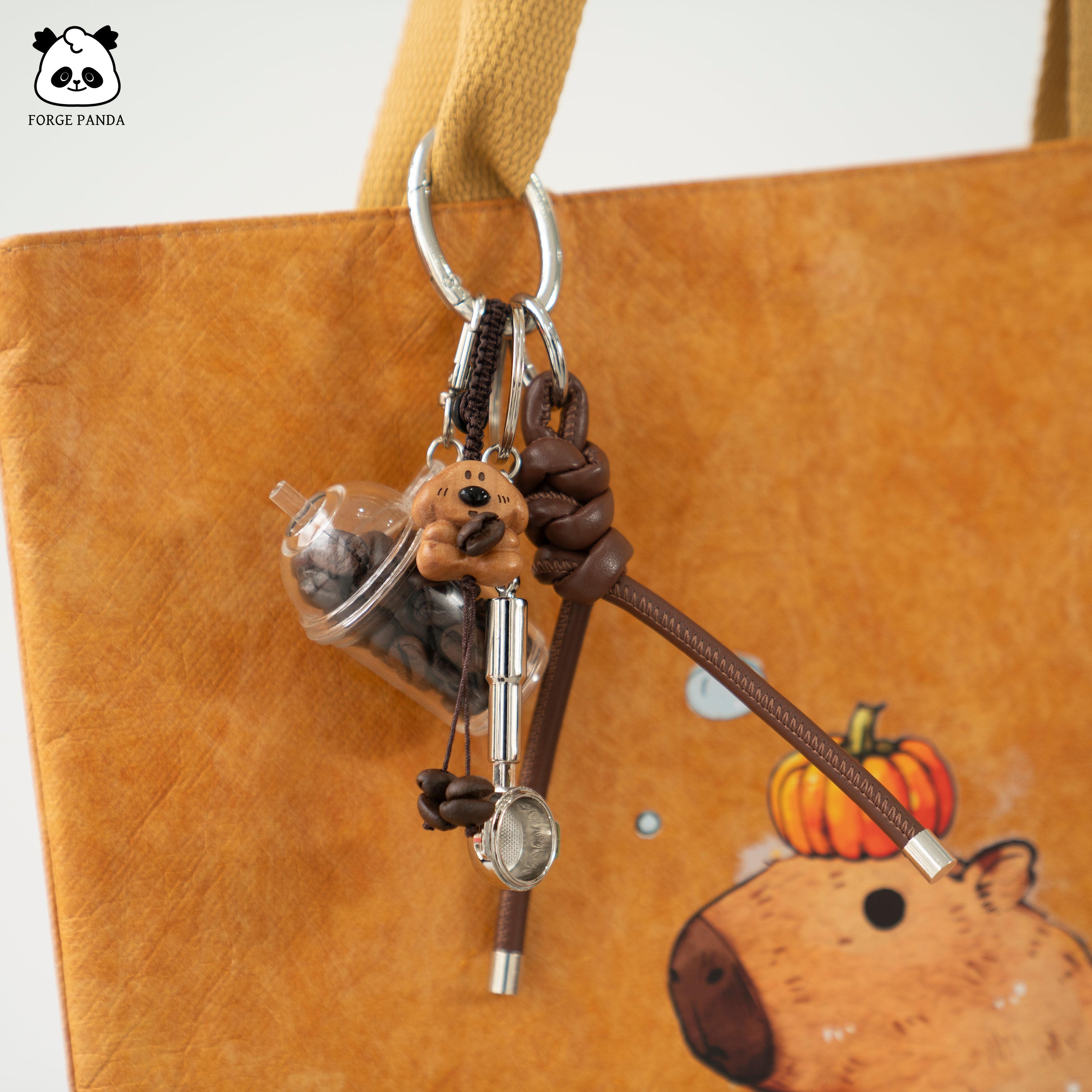 Coffee Bean Bag Charm (Real Coffee Beans)